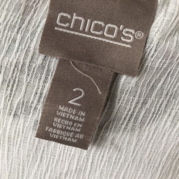 Chicos Ivory Floral Crinkled Boho Gypsy Tunic Top Long Sleeve Blouse NWOT - L - Picture 9 of 9